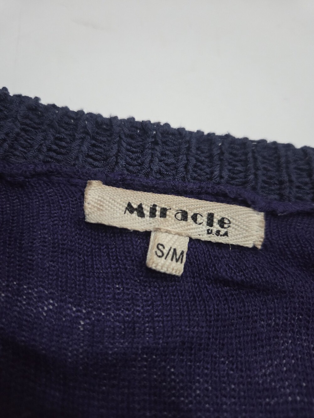 Miracle Navy Blue Crochet Tank Top with Sequin Accents Sz.S/M - Picture 4 of 8